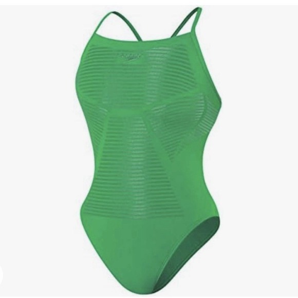 SPEEDO Endurance One Piece Swimsuit Womens XS 26 Lite Hydralign Cross Back Green - Picture 1 of 11